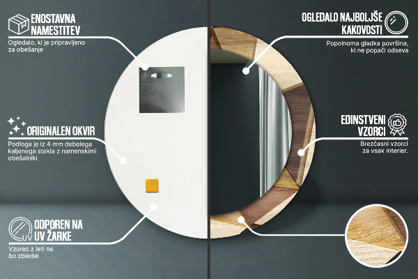 Round decorative mirror Geometric 3d wood