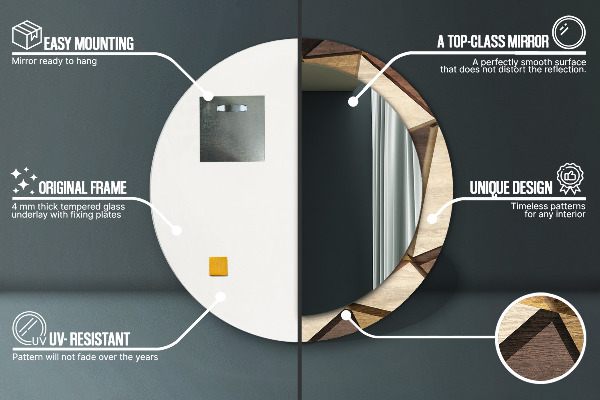 Round decorative mirror Geometric 3d wood