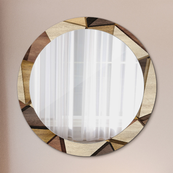 Round decorative mirror Geometric 3d wood