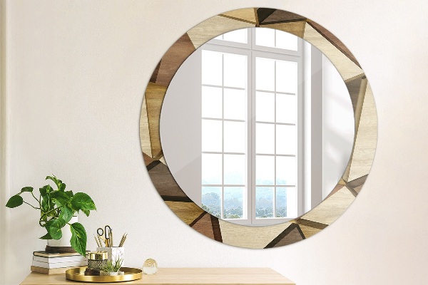 Round decorative mirror Geometric 3d wood