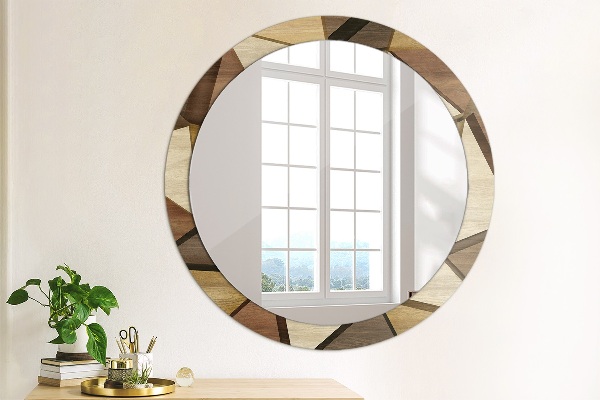 Round decorative mirror Geometric 3d wood