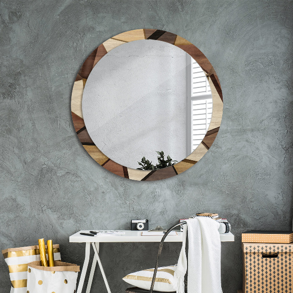 Round decorative mirror Geometric 3d wood