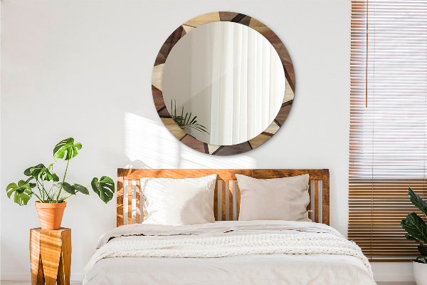 Round decorative mirror Geometric 3d wood