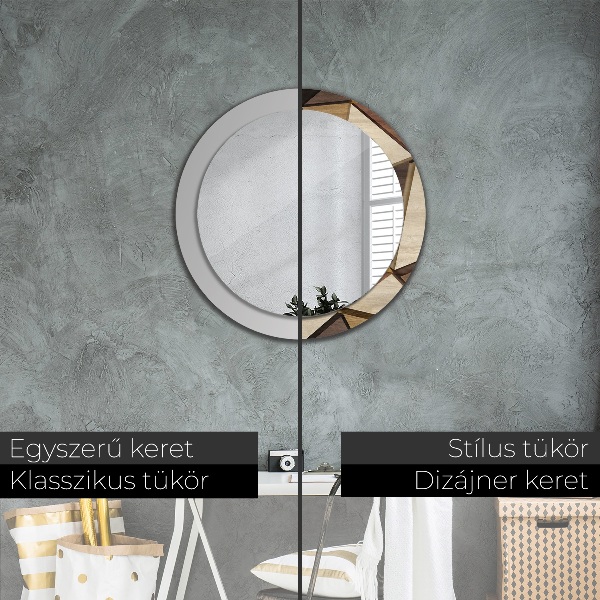 Round decorative mirror Geometric 3d wood