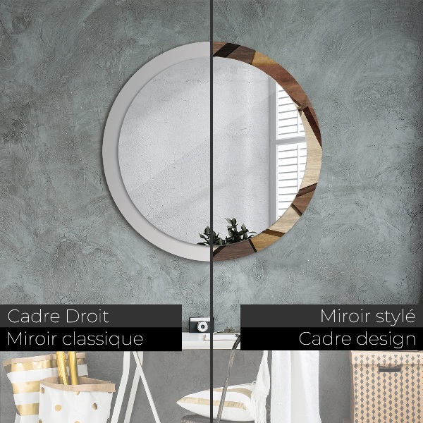 Round decorative mirror Geometric 3d wood