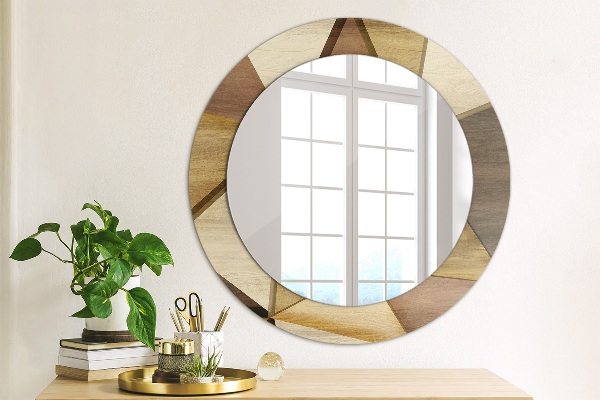 Round decorative mirror Geometric 3d wood