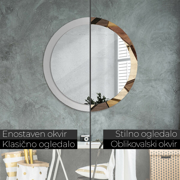 Round decorative mirror Geometric 3d wood