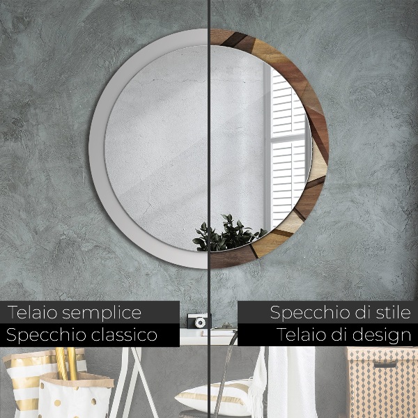 Round decorative mirror Geometric 3d wood