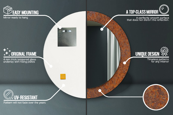 Round decorative mirror Rusty metal