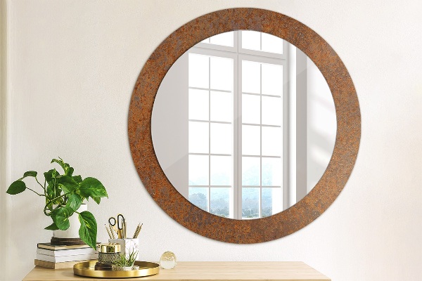 Round decorative mirror Rusty metal