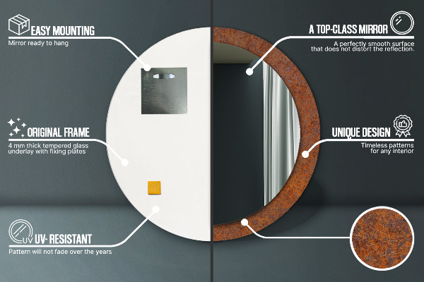 Round decorative mirror Rusty metal