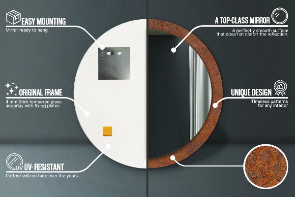 Round decorative mirror Rusty metal