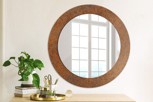 Round decorative mirror Rusty metal