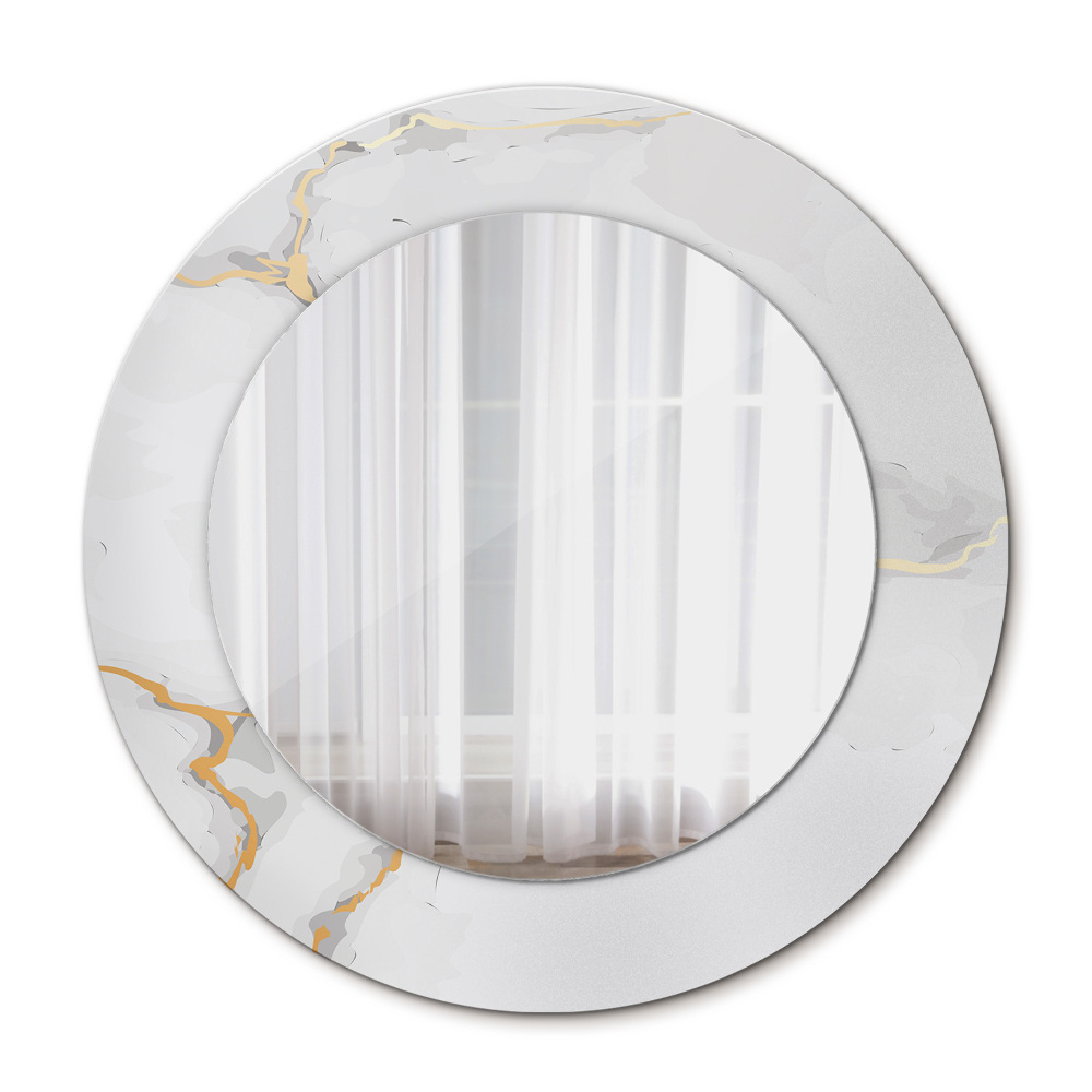 Round decorative mirror White golden marble