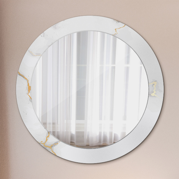 Round decorative mirror White golden marble