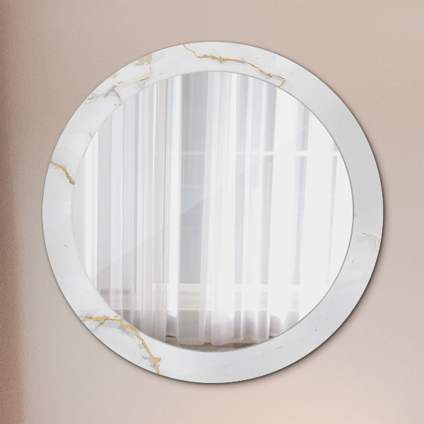 Round decorative mirror White golden marble