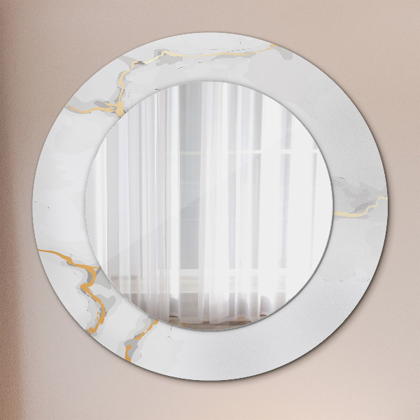 Round decorative mirror White golden marble