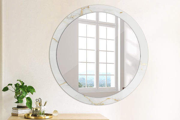 Round decorative mirror White golden marble