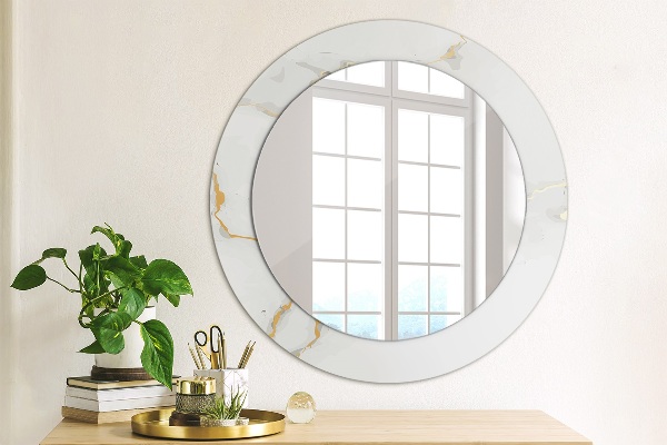 Round decorative mirror White golden marble