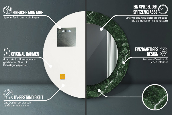 Round decorative mirror Green marble