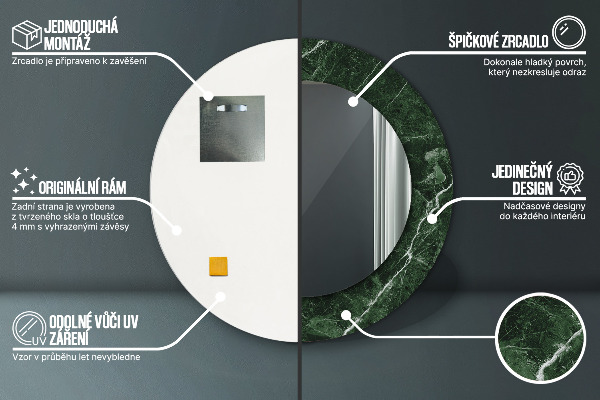 Round decorative mirror Green marble