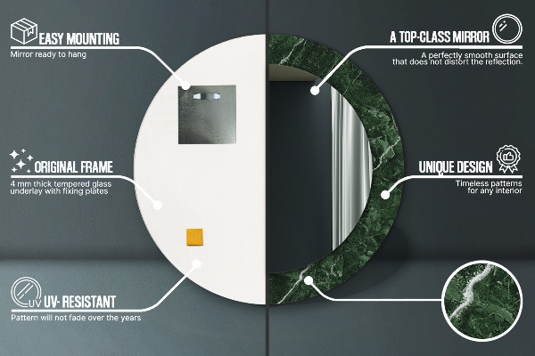 Round decorative mirror Green marble