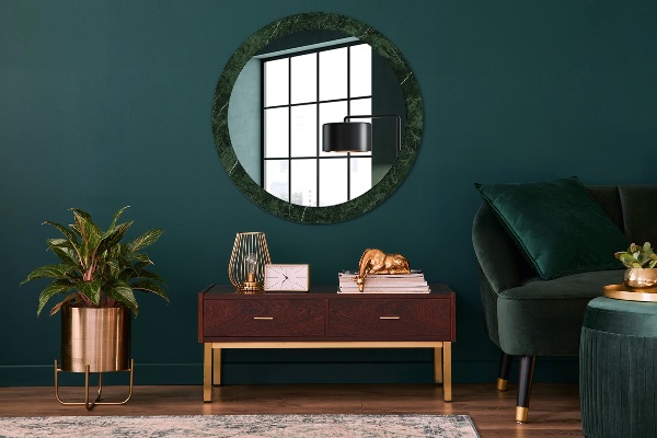 Round decorative mirror Green marble