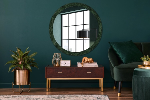 Round decorative mirror Green marble