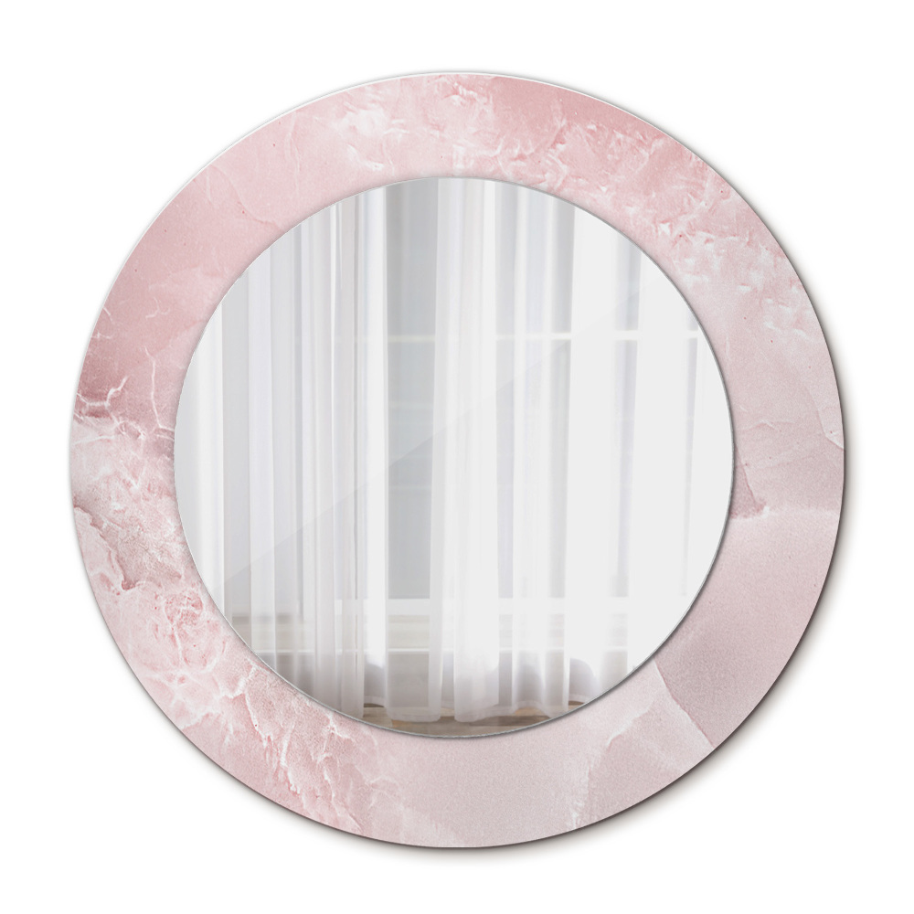 Round decorative mirror Pink stone