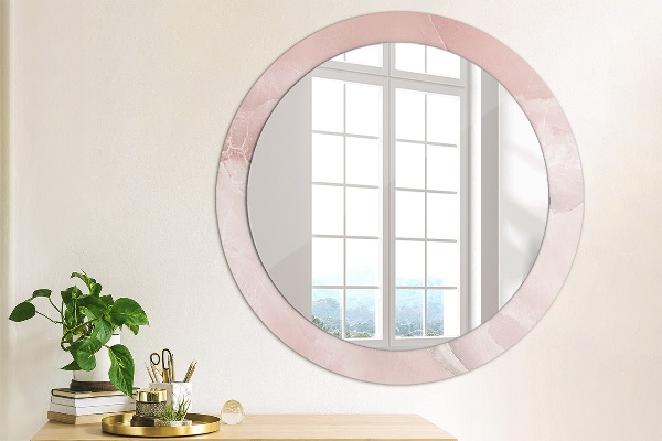 Round decorative mirror Pink stone