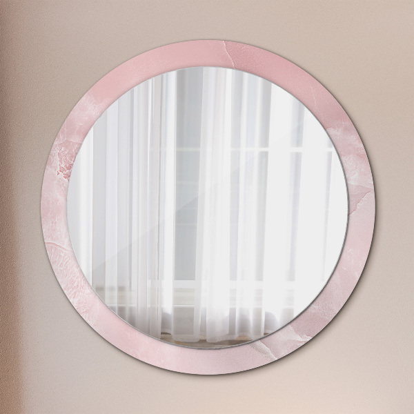 Round decorative mirror Pink stone