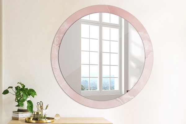 Round decorative mirror Pink stone