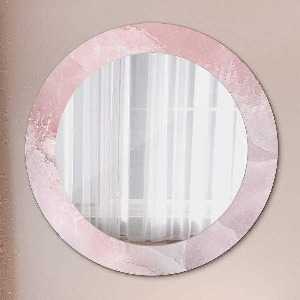 Round decorative mirror Pink stone
