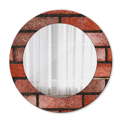 Round wall mirror decor Red brick