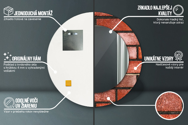 Round wall mirror decor Red brick