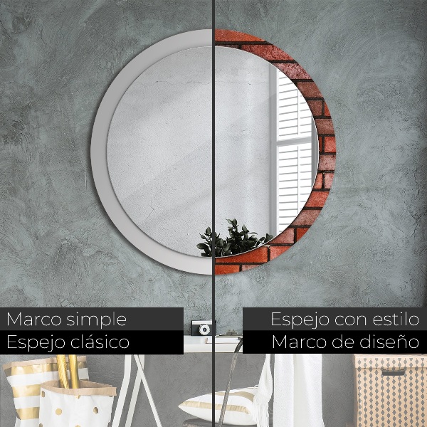 Round wall mirror decor Red brick