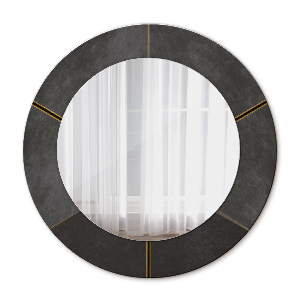 Round wall mirror decor Gray triangles