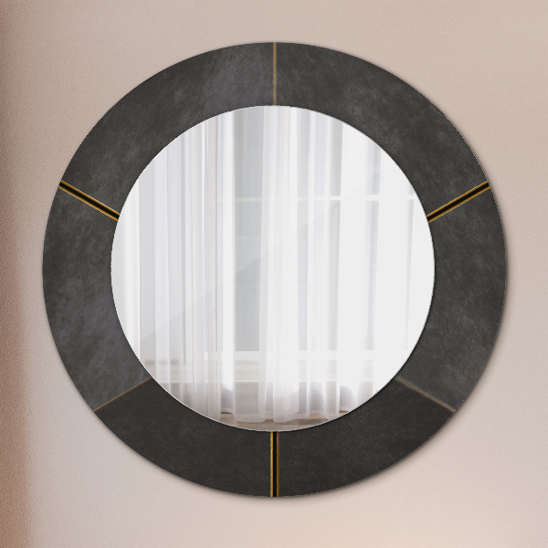 Round wall mirror decor Gray triangles