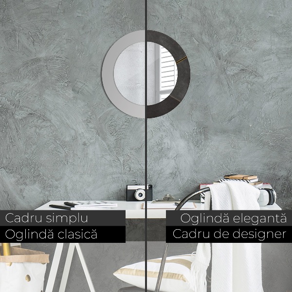 Round wall mirror decor Gray triangles