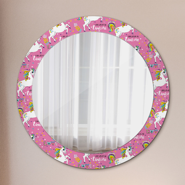 Round wall mirror decor Magic unicorn