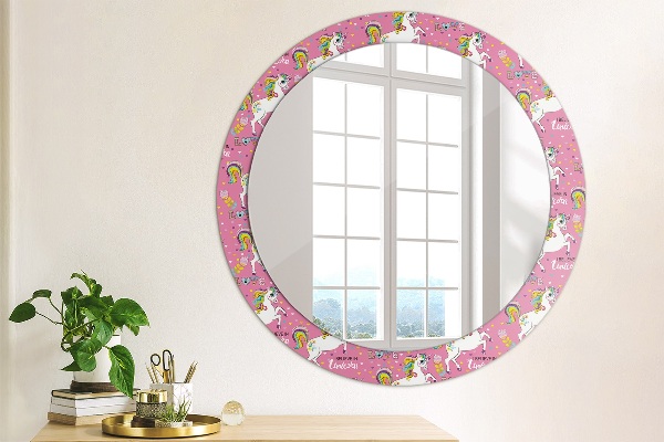 Round wall mirror decor Magic unicorn