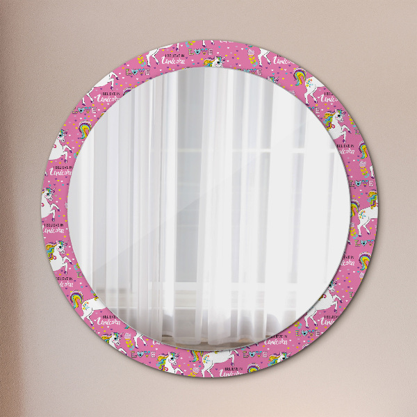 Round wall mirror decor Magic unicorn
