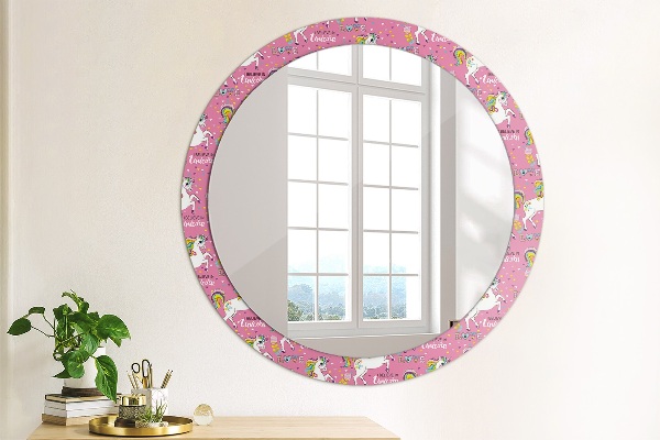 Round wall mirror decor Magic unicorn