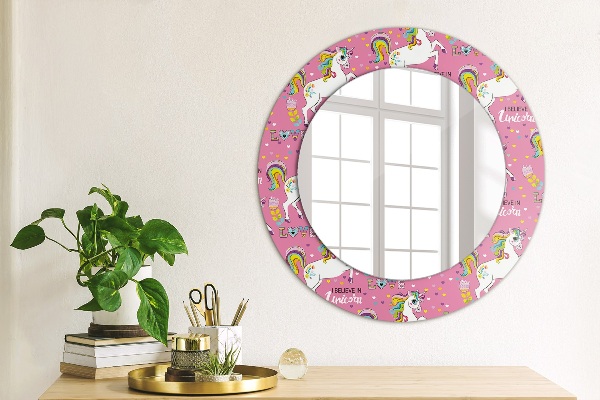 Round wall mirror decor Magic unicorn