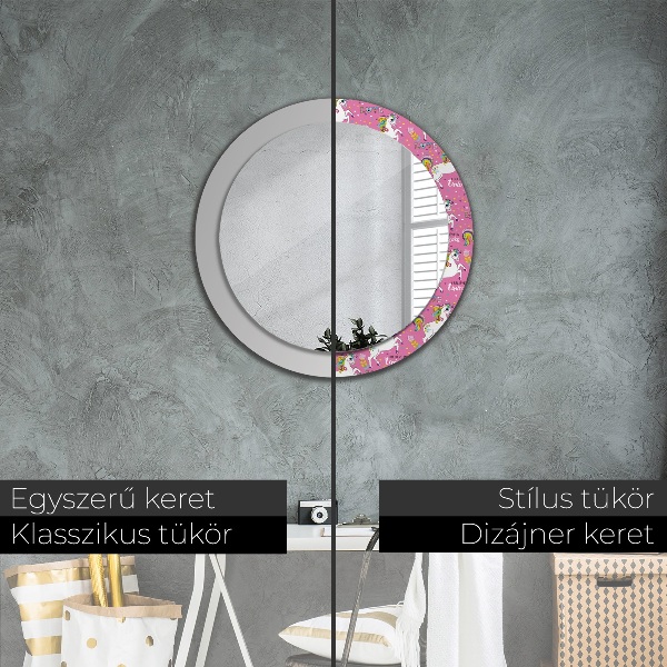 Round wall mirror decor Magic unicorn