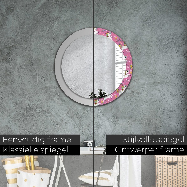 Round wall mirror decor Magic unicorn