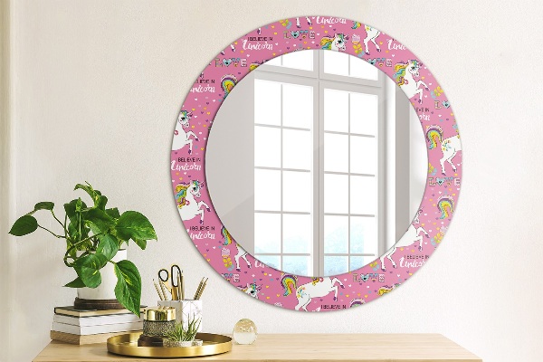 Round wall mirror decor Magic unicorn