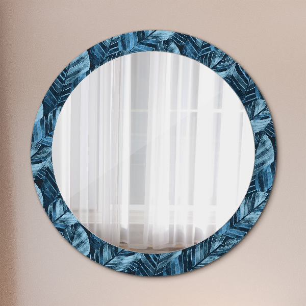 Round wall mirror decor Jungle leaves