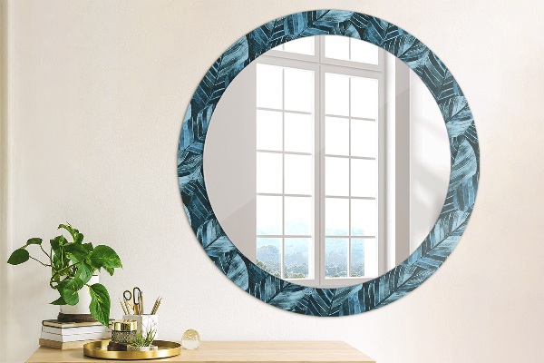 Round wall mirror decor Jungle leaves