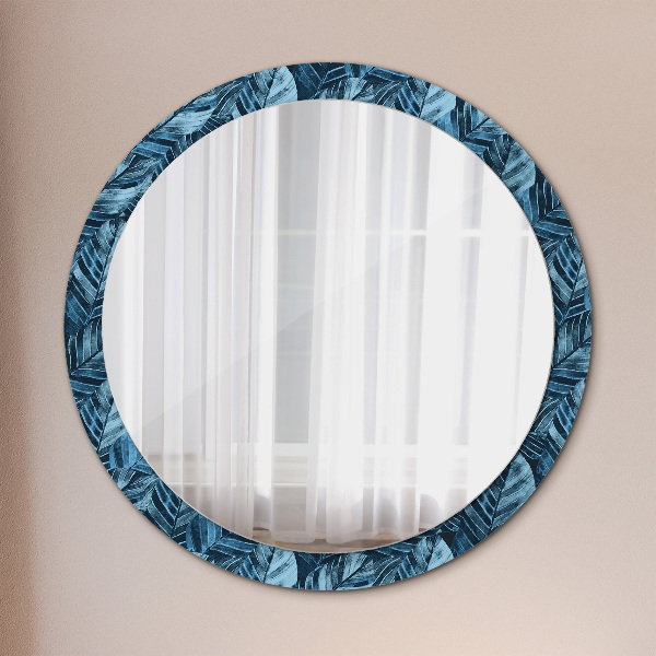 Round wall mirror decor Jungle leaves